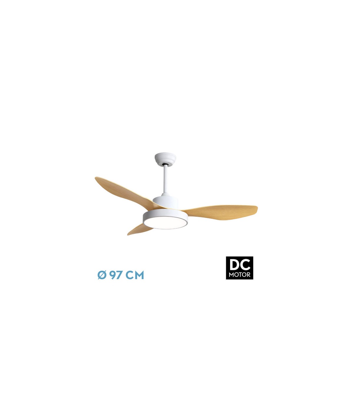 Ventilador Led Hayate XS DC 24W 2650Lm 3 Aspas Blanco/Haya CCT