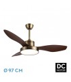 Ventilador Led Hayate XS DC 24W 2650Lm 3 Aspas Cuero/Roble CCT