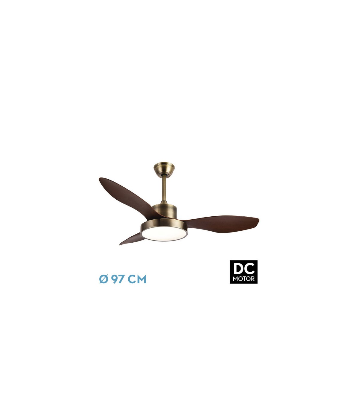 Ventilador Led Hayate XS DC 24W 2650Lm 3 Aspas Cuero/Roble CCT