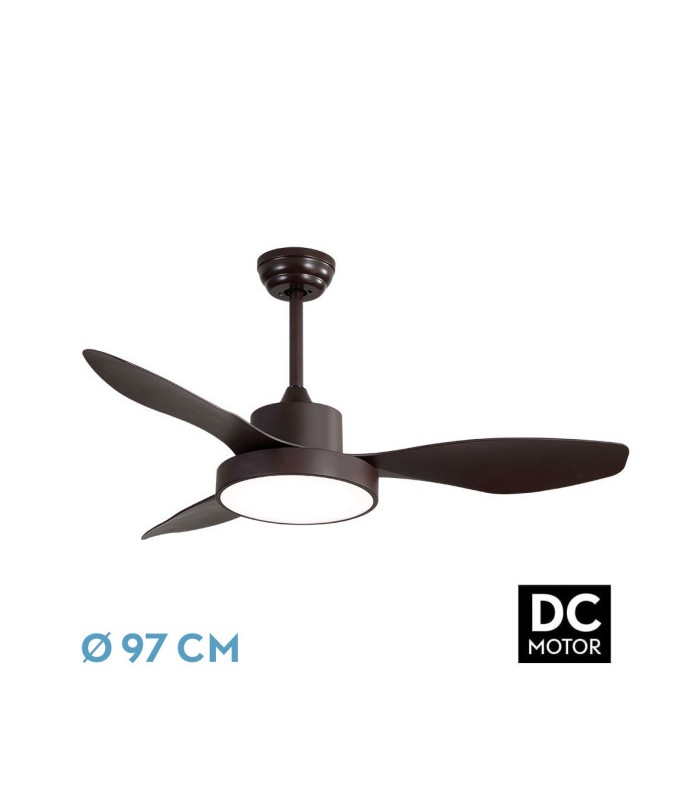 Ventilador Led Hayate XS DC 24W 2650Lm 3 Aspas Marrón CCT