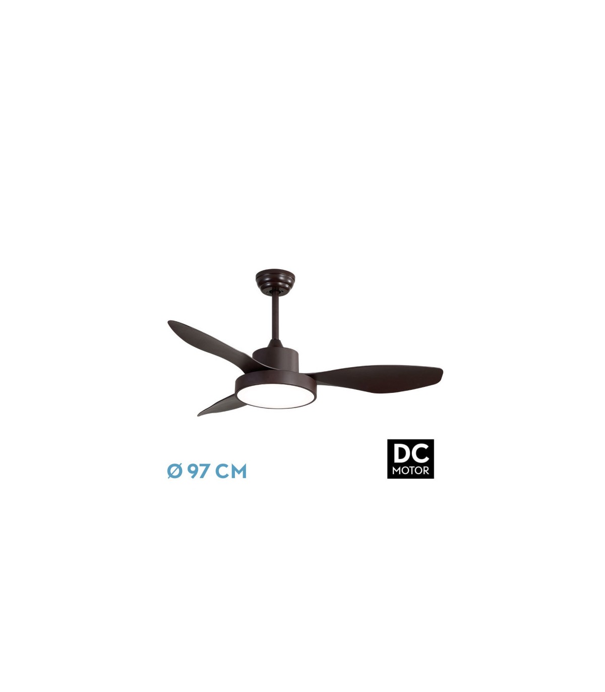 Ventilador Led Hayate XS DC 24W 2650Lm 3 Aspas Marrón CCT