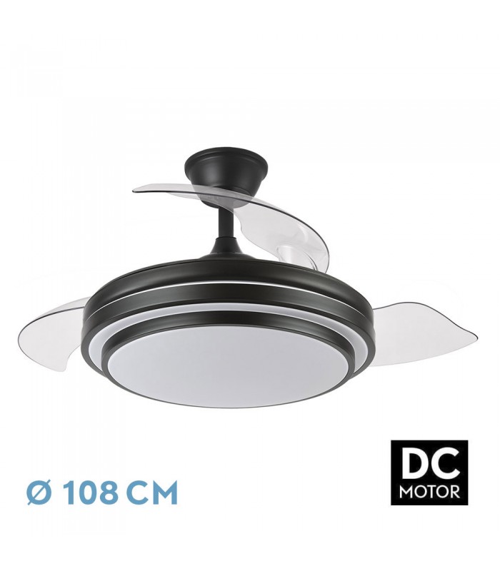 Ventilador IBE Negro DC 72W 6120Lm 3 Aspas CCT