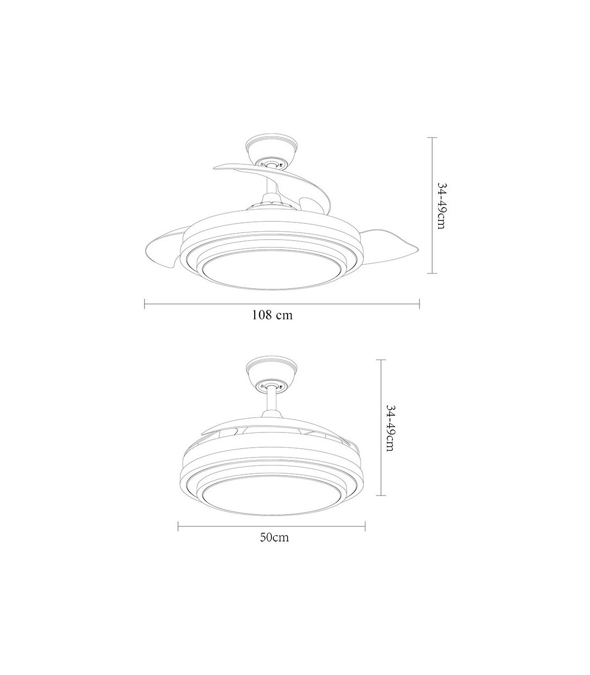 Ventilador IBE Negro DC 72W 6120Lm 3 Aspas CCT