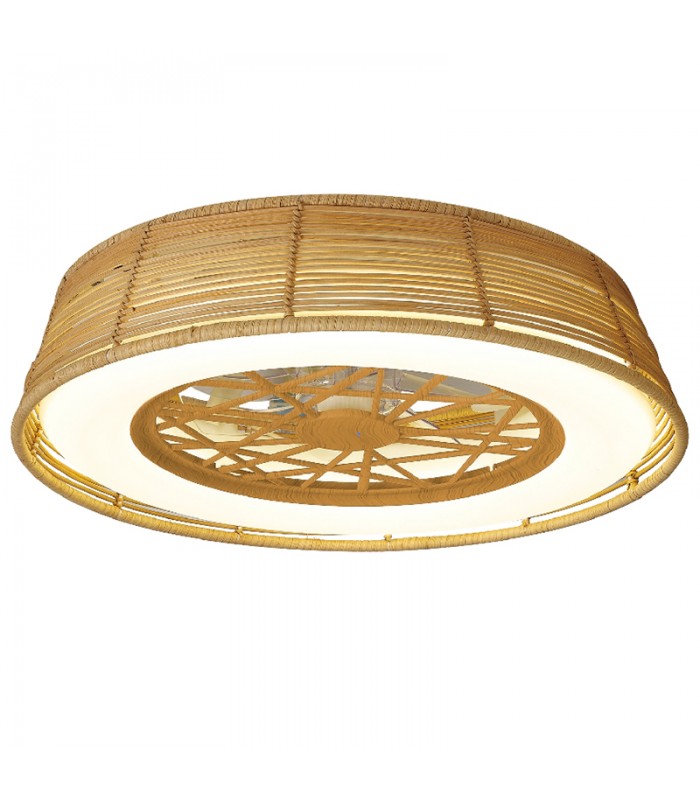 Ventilador de Techo Indonesia DC 70W 7700Lm Blanco/Ratán CCT