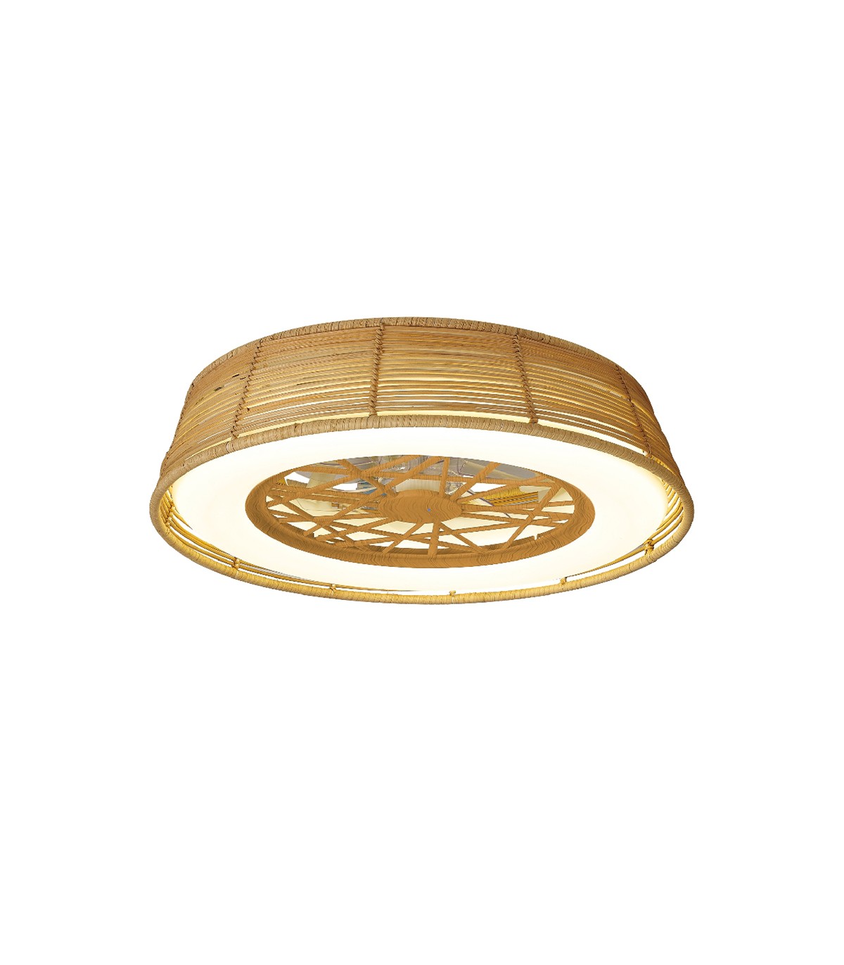 Ventilador de Techo Indonesia DC 70W 7700Lm Blanco/Ratán CCT