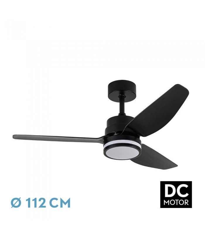 Ventilador de Techo JARAMA DC 20W 2350Lm 3 Aspas Negro CCT