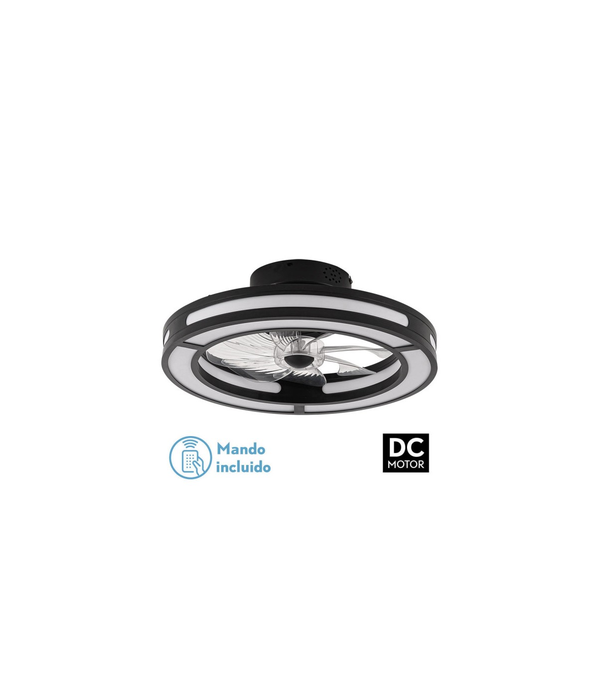 Ventilador Kastoria DC 58W 5900Lm 8 Aspas Negro CCT
