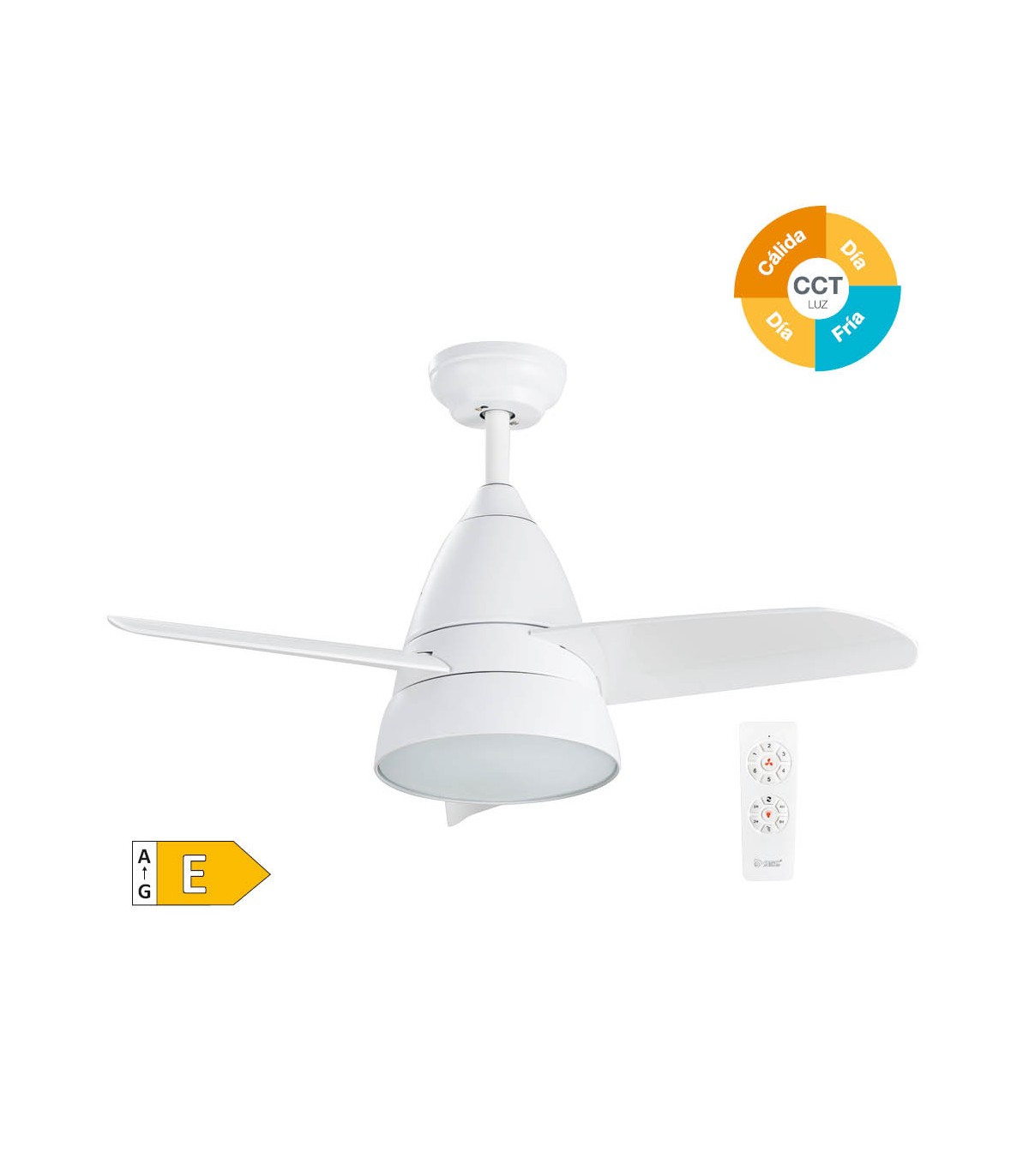 Ventilador Kidau Blanco AC 15W 1534Lm 3 Aspas CCT