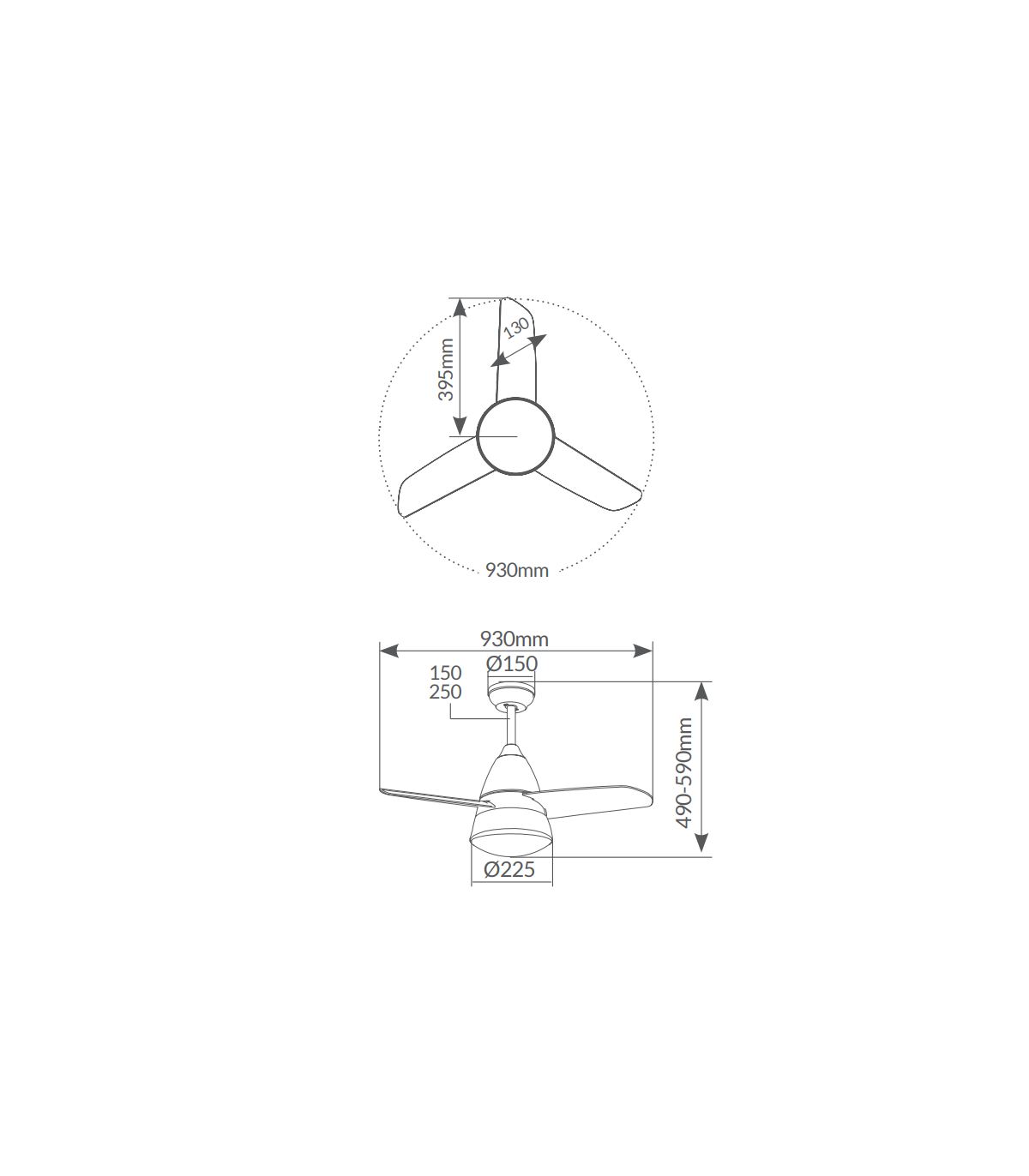 Ventilador Kidau Blanco AC 15W 1534Lm 3 Aspas CCT