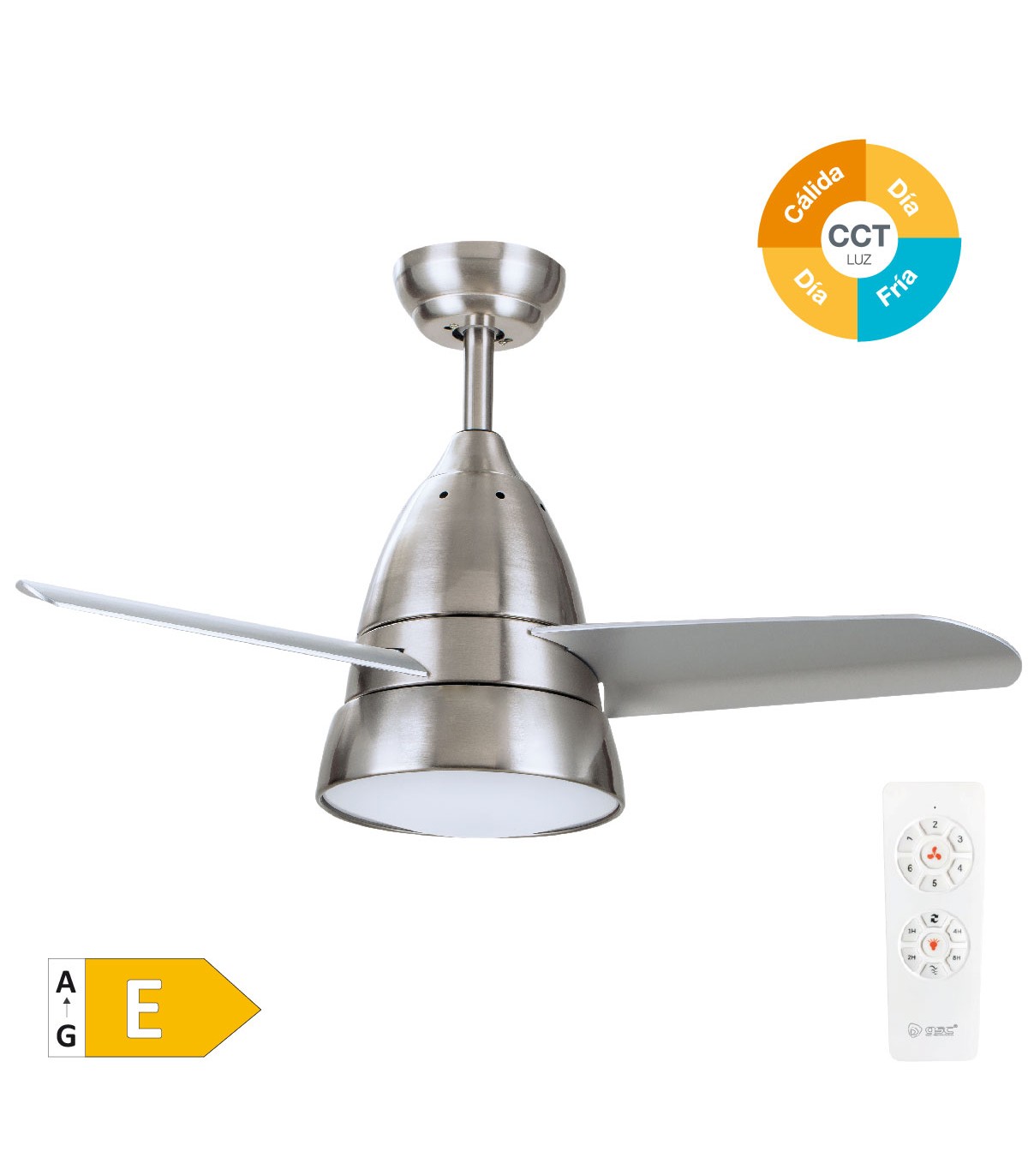 Ventilador Kidau Níquel AC 15W 1534Lm 3 Aspas CCT
