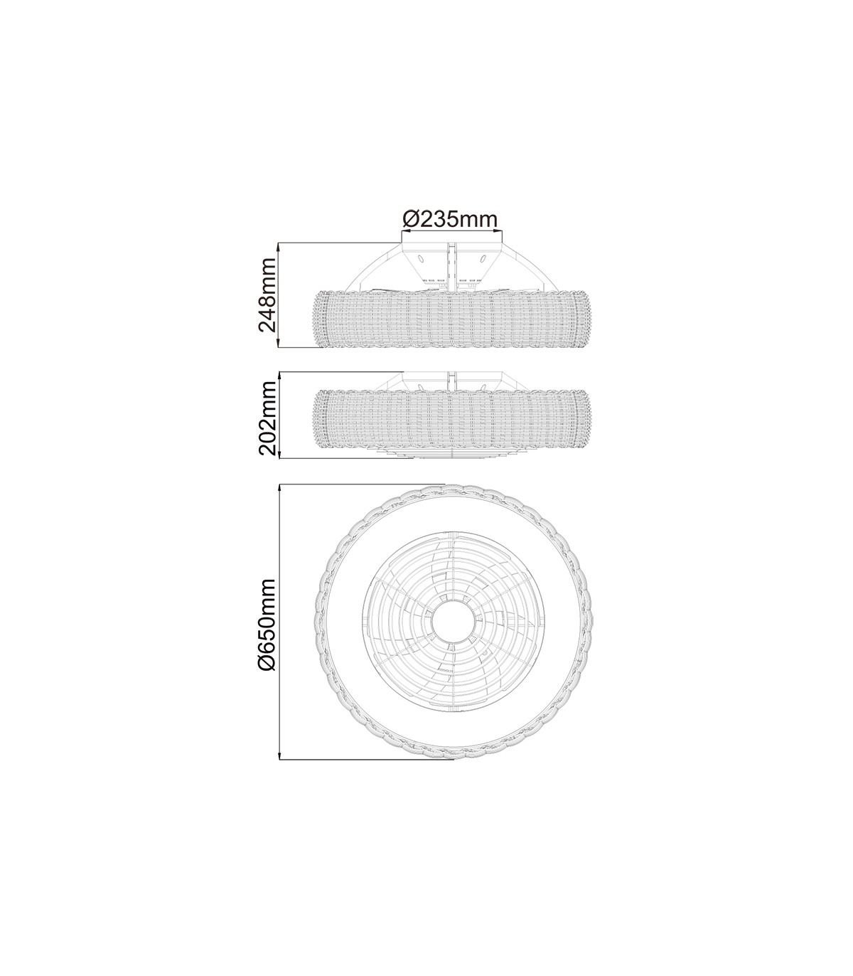 Ventilador de Techo Kilimanjaro DC 70W 7700Lm Blanco/Ratán CCT