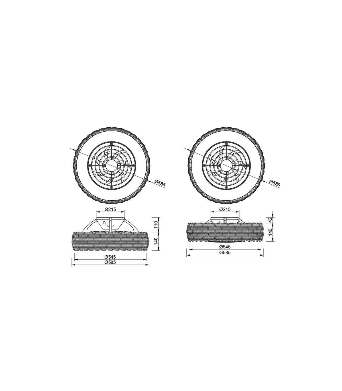 Ventilador de Techo Kilimanjaro Mini DC 55W 6050Lm Blanco/Ratán CCT