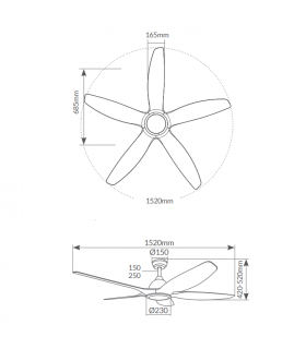 Ventilador Kilwa Blanco DC 18W 2087Lm 5 Aspas Haya CCT