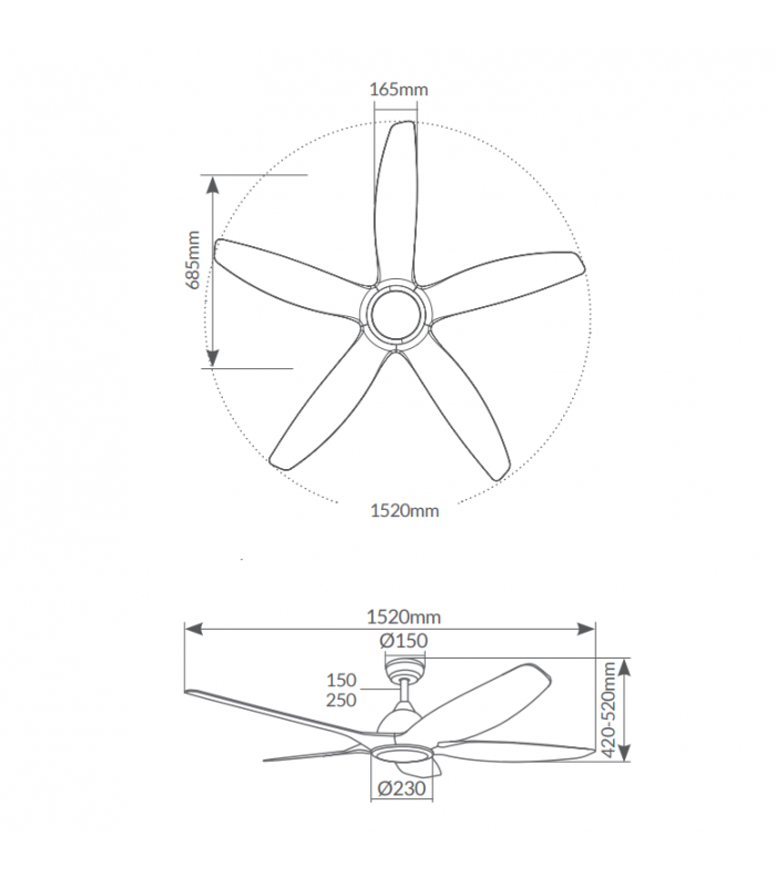 Ventilador Kilwa Blanco DC 18W 2087Lm 5 Aspas Haya CCT