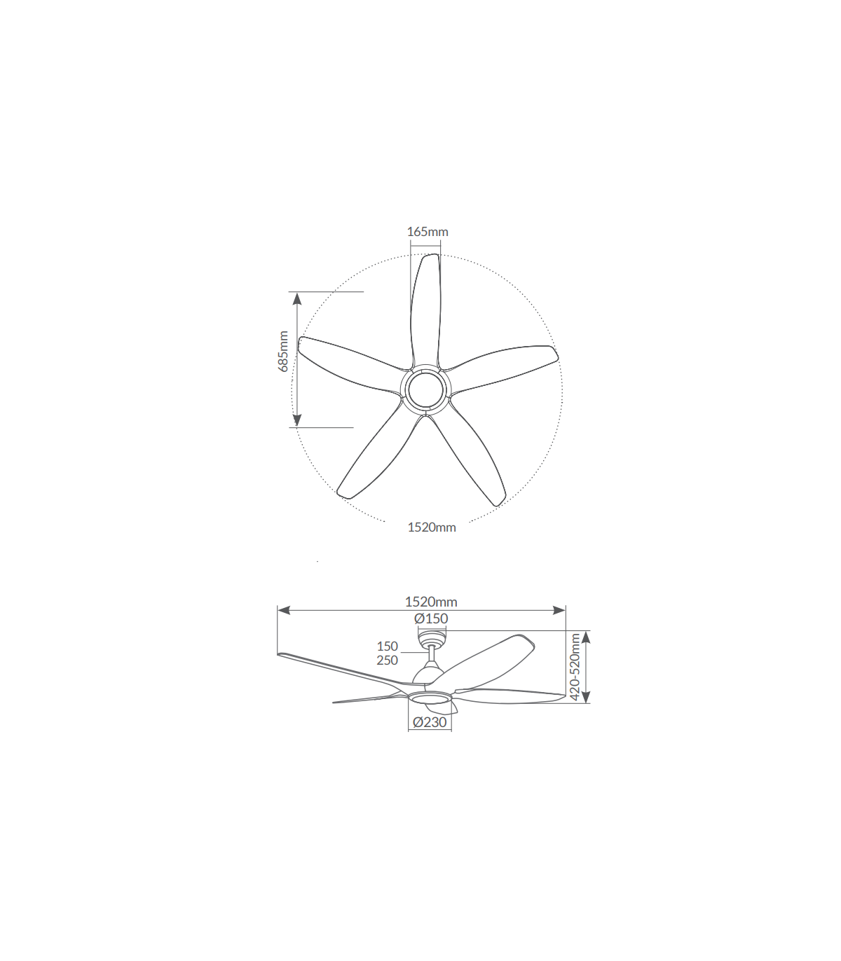 Ventilador Kilwa Blanco DC 18W 2087Lm 5 Aspas Haya CCT