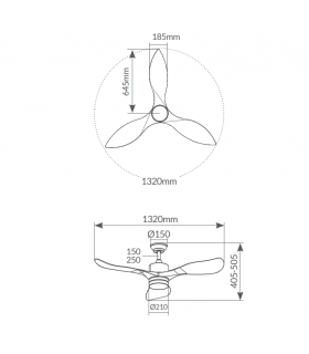 Ventilador Kota Café DC 15W 1534Lm 3 Aspas Roble CCT