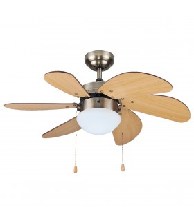 Ventilador de Techo LARDE DC Níquel 6 Aspas Haya 2xE27