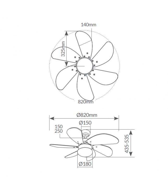 Ventilador de Techo LARDE DC Rosa 6 Aspas Rosa 2xE27