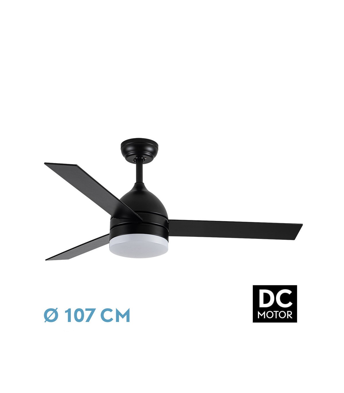 Ventilador de Techo LEGIO DC Negro 26W 2950Lm 3 Aspas Rev. Negro/Roble CCT