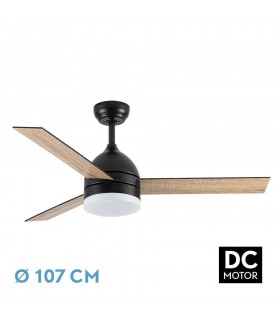 Ventilador de Techo LEGIO DC Negro 26W 2950Lm 3 Aspas Rev. Negro/Roble CCT