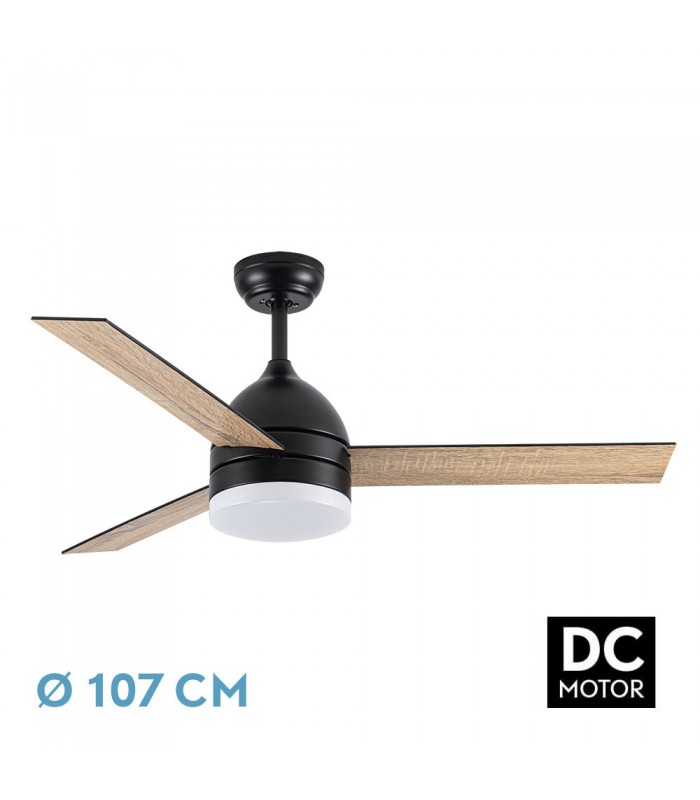 Ventilador de Techo LEGIO DC Negro 26W 2950Lm 3 Aspas Rev. Negro/Roble CCT
