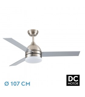 Ventilador de Techo LEGIO DC Níquel 26W 2950Lm 3 Aspas Rev. Plata/Haya CCT