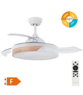 Ventilador Likasi DC 36W 3547Lm 3 Aspas Blanco/Haya CCT