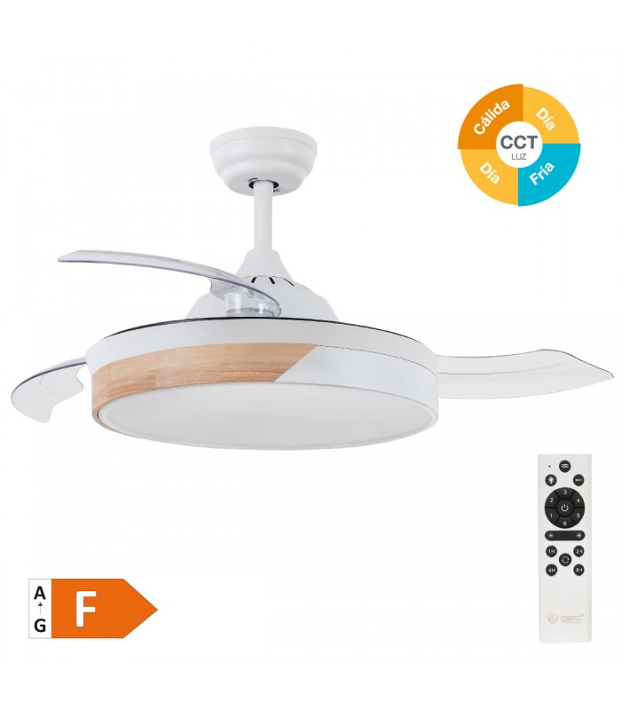 Ventilador Likasi DC 36W 3547Lm 3 Aspas Blanco/Haya CCT
