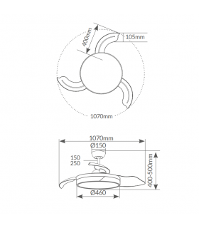 Ventilador Likasi DC 36W 3547Lm 3 Aspas Blanco/Haya CCT
