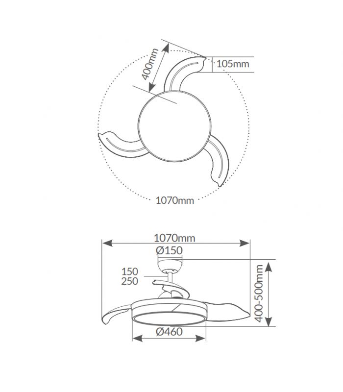 Ventilador Likasi DC 36W 3547Lm 3 Aspas Blanco/Haya CCT