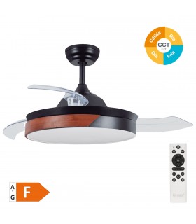 Ventilador Likasi DC 36W 3547Lm 3 Aspas Negro/Roble CCT