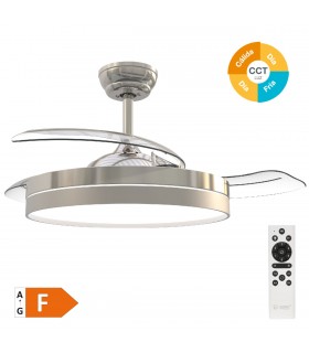Ventilador Lugela Níquel DC 36W 3547Lm 3 Aspas CCT