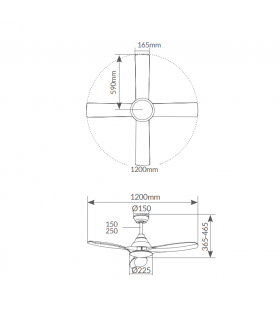 Ventilador Luma Negro DC 15W 1534Lm 3 Aspas CCT