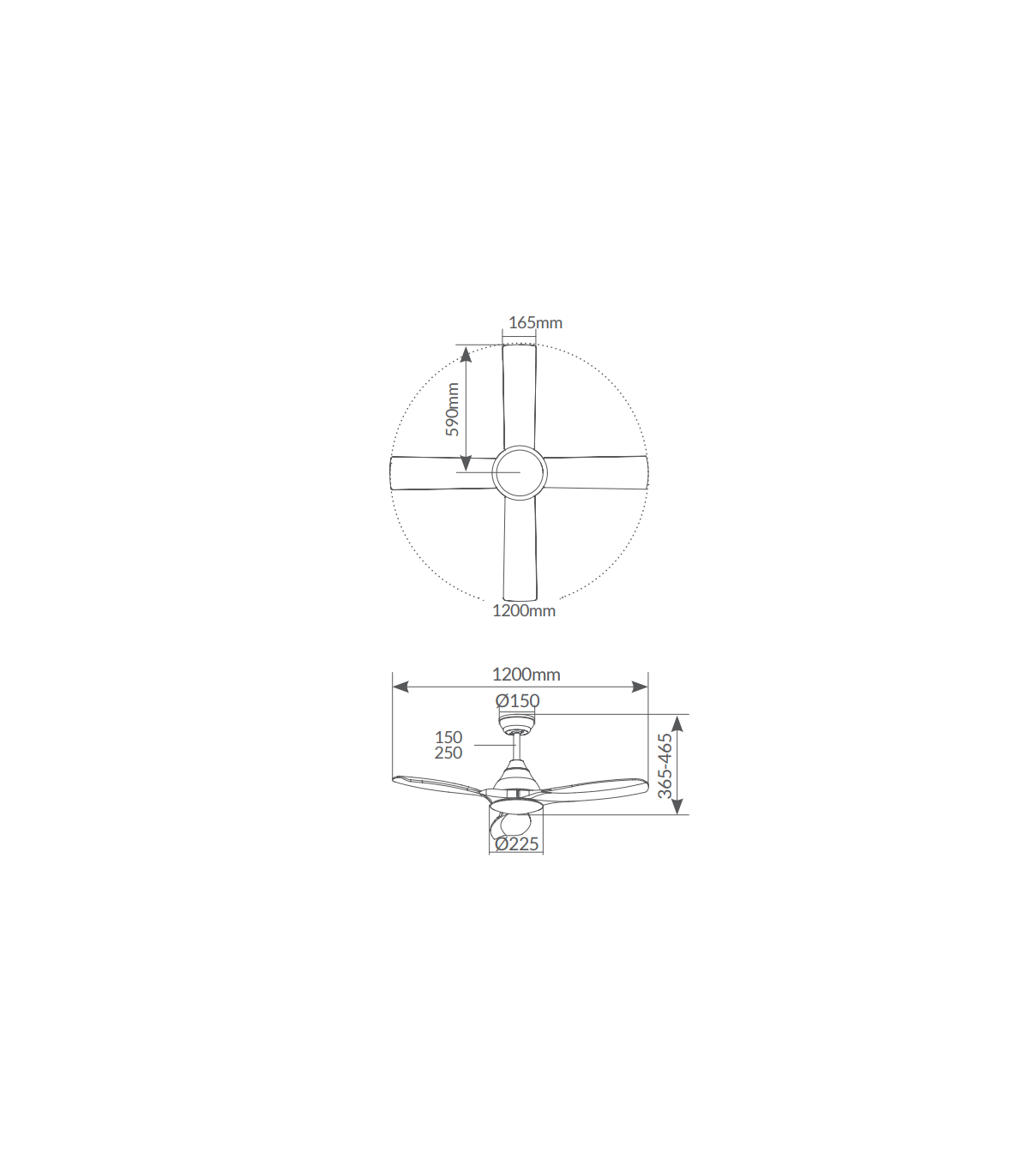 Ventilador Luma Negro DC 15W 1534Lm 3 Aspas CCT
