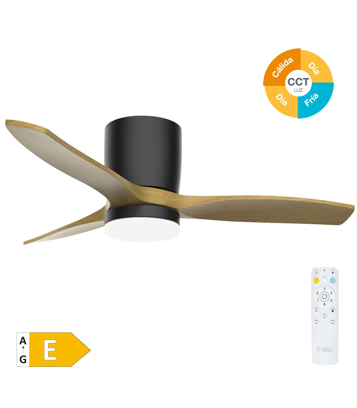Ventilador Matipa Negro DC 15W 1534Lm 3 Aspas Haya CCT