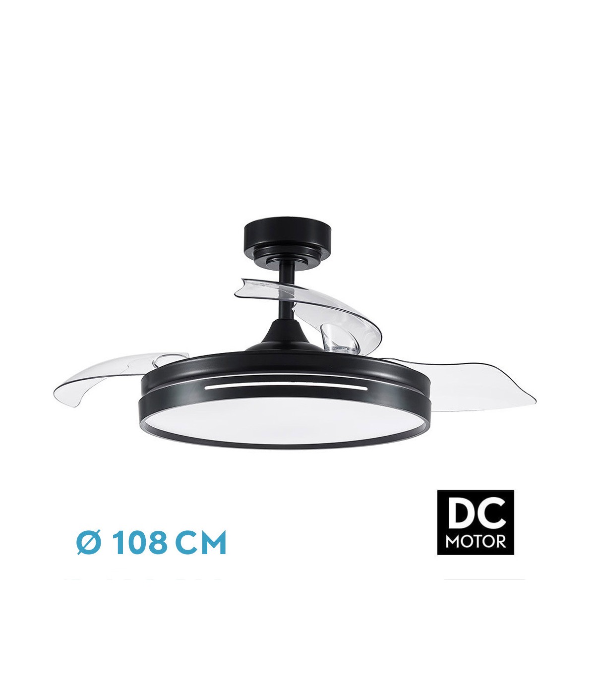 Ventilador Micenas Negro DC 72W 7200Lm 3 Aspas CCT