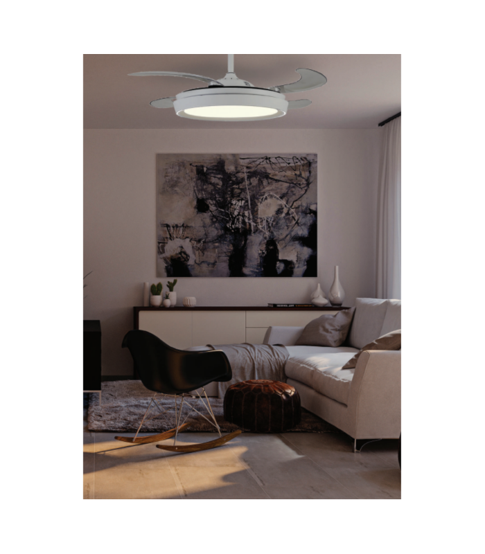 Ventilador Niza XS DC 43W 4950Lm 4 Aspas Blanco CCT