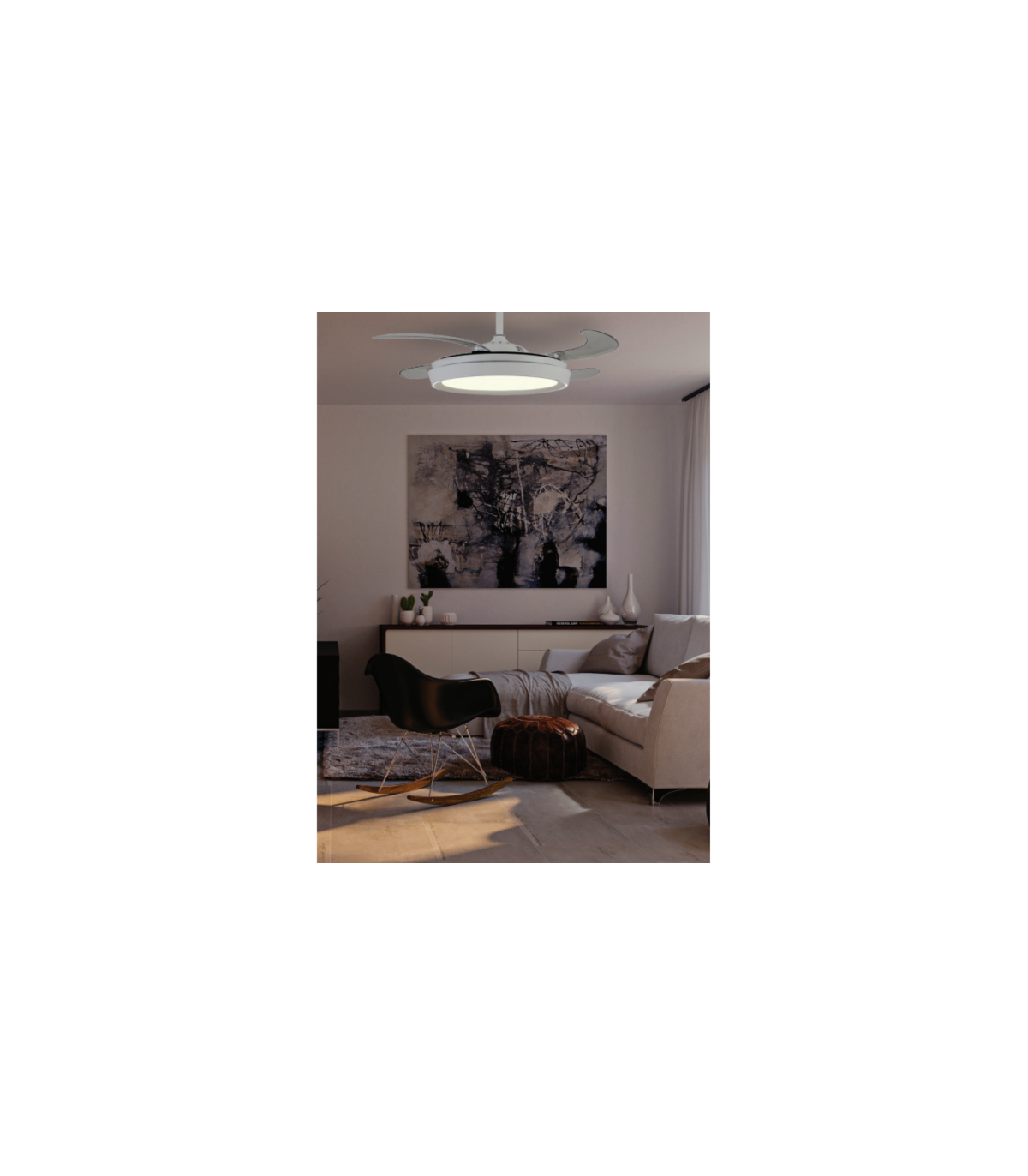 Ventilador Niza XS DC 43W 4950Lm 4 Aspas Blanco CCT