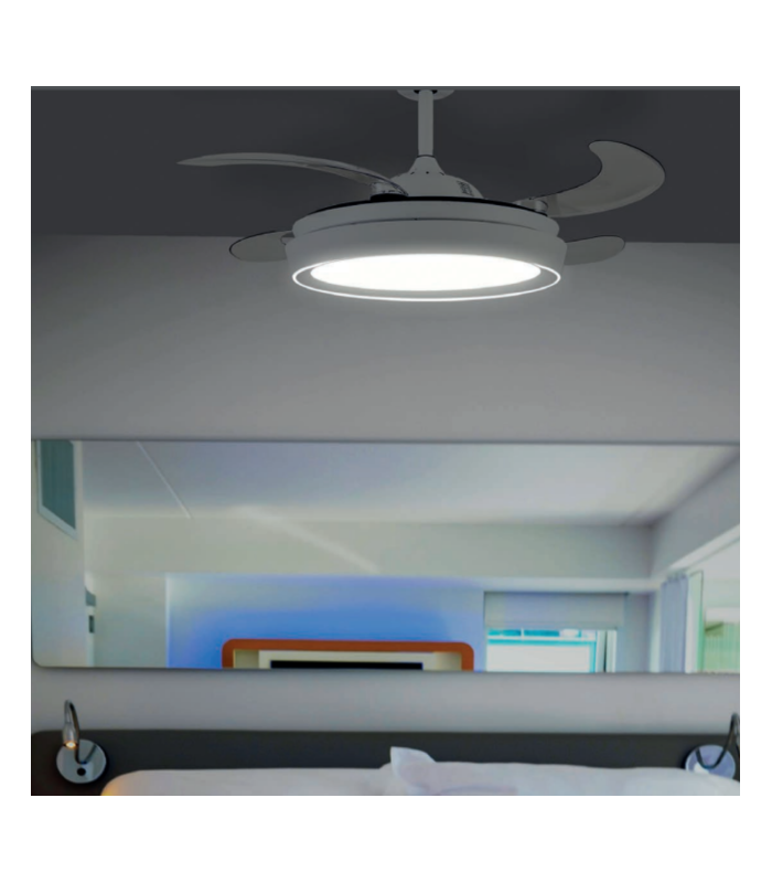 Ventilador Niza XS DC 43W 4950Lm 4 Aspas Blanco CCT