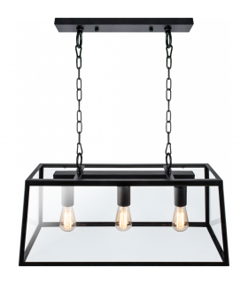 Lámpara Colgante Nicolás Negro 3XE27 45-150X68X27 cm.