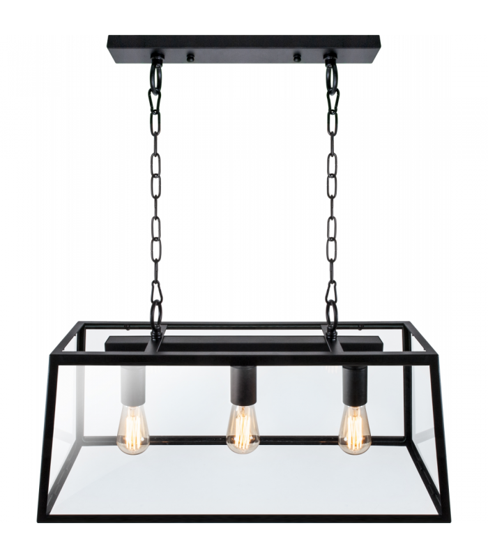 Lámpara Colgante Nicolás Negro 3XE27 45-150X68X27 cm.
