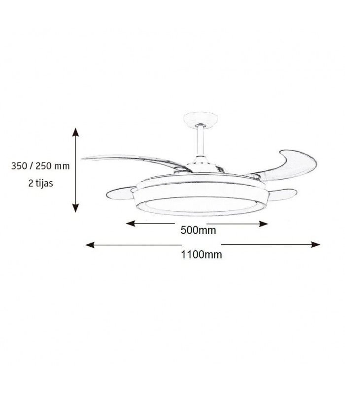Ventilador Bari DC 60W 6000Lm 4 Aspas Blanco/Café CCT