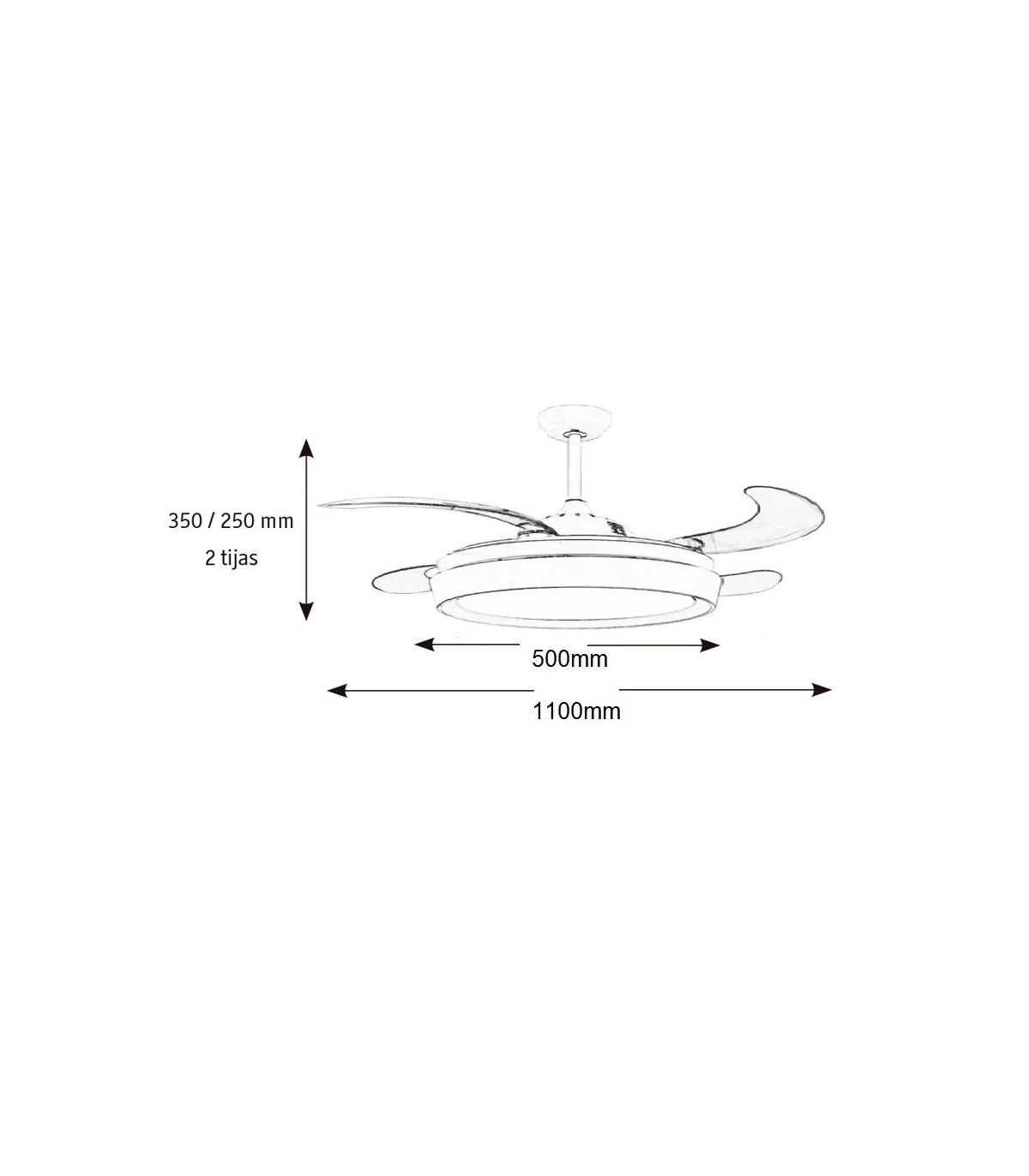 Ventilador Bari DC 60W 6000Lm 4 Aspas Blanco/Café CCT