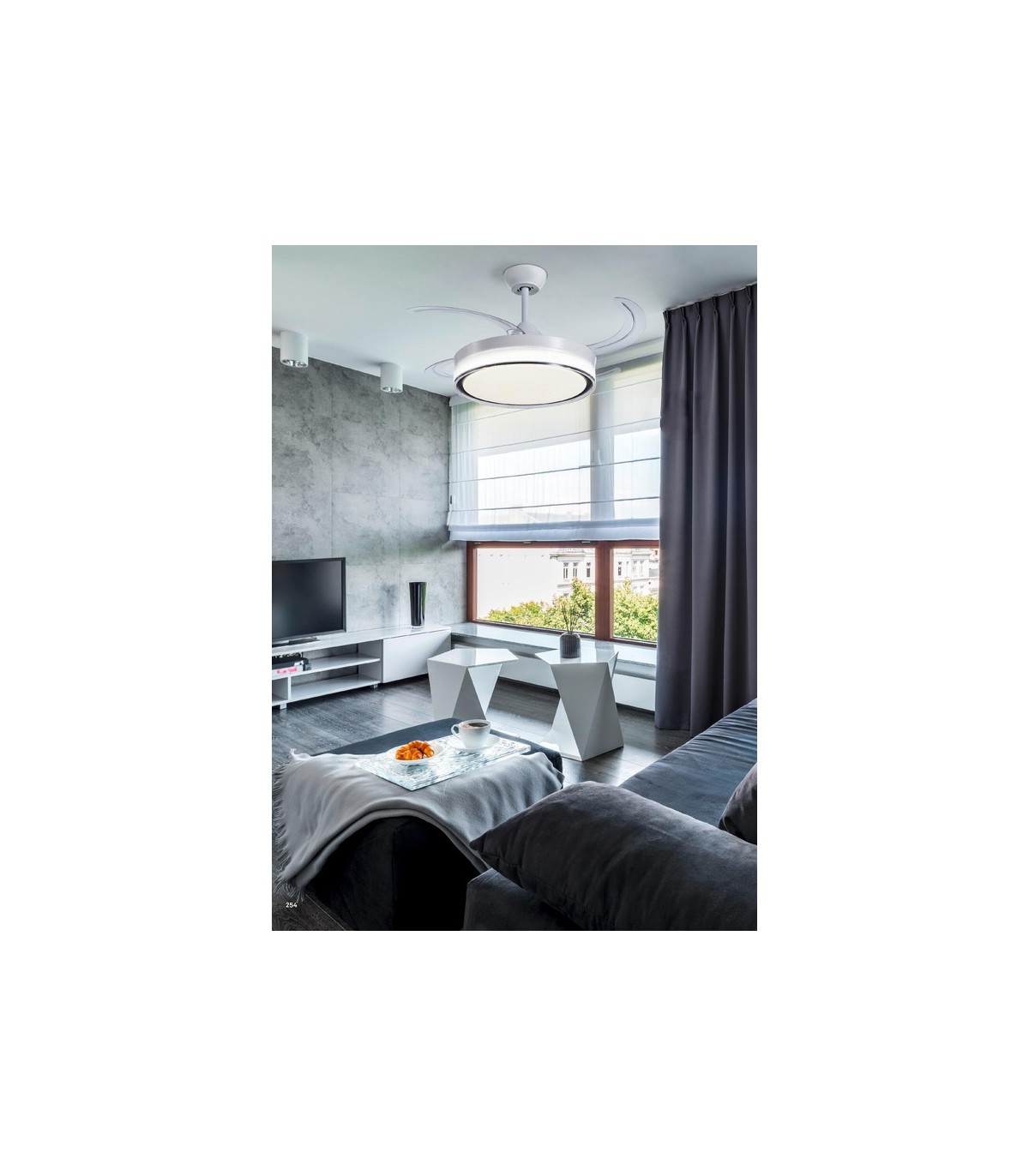 Ventilador Bari DC 60W 6000Lm 4 Aspas Blanco/Café CCT