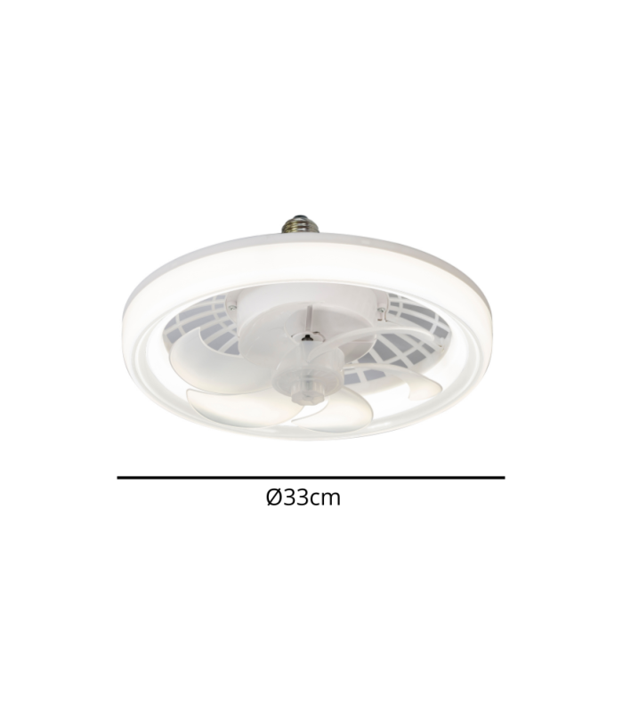 Ventilador Bulb E27 DC 24W 2400Lm 6 Aspas Blanco/Café CCT