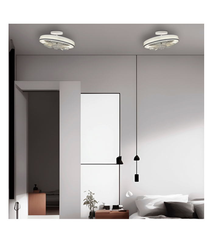 Ventilador Bulb E27 DC 24W 2400Lm 6 Aspas Blanco/Café CCT