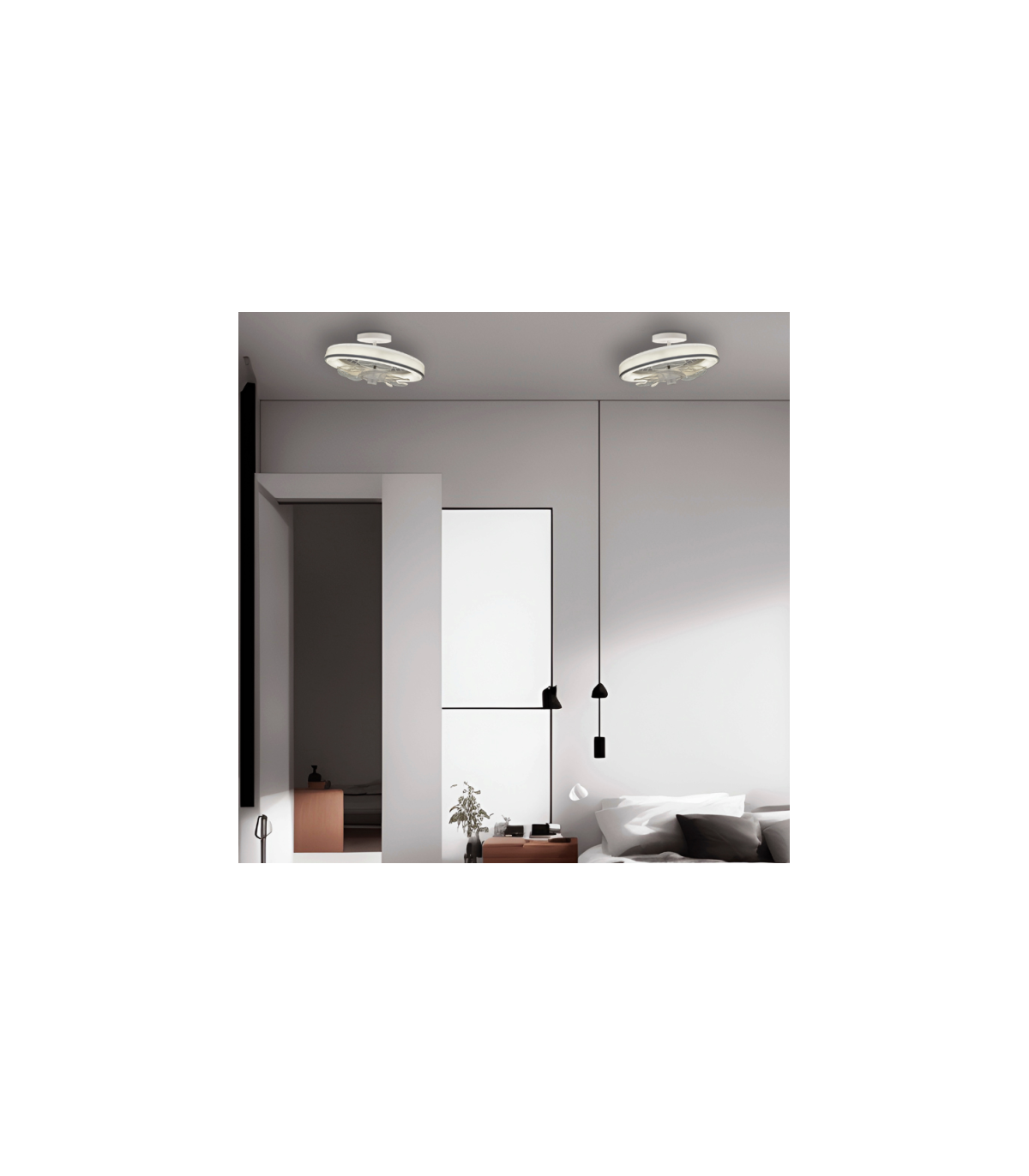 Ventilador Bulb E27 DC 24W 2400Lm 6 Aspas Blanco/Café CCT