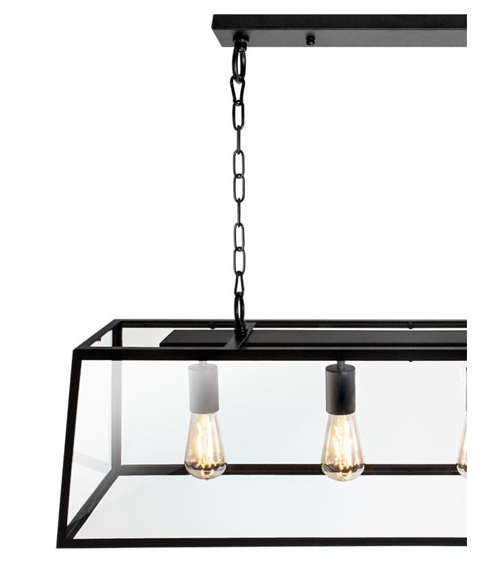 Lámpara Colgante Nicolás Negro 4XE27 45-150X100X27 cm.