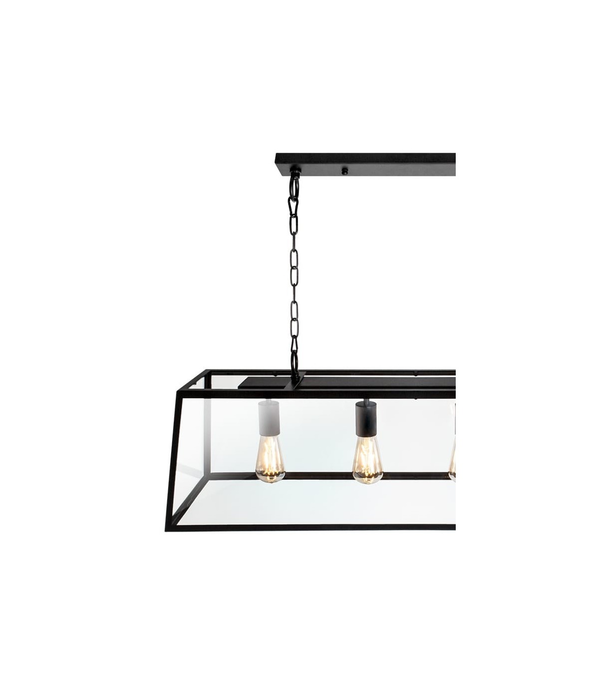 Lámpara Colgante Nicolás Negro 4XE27 45-150X100X27 cm.