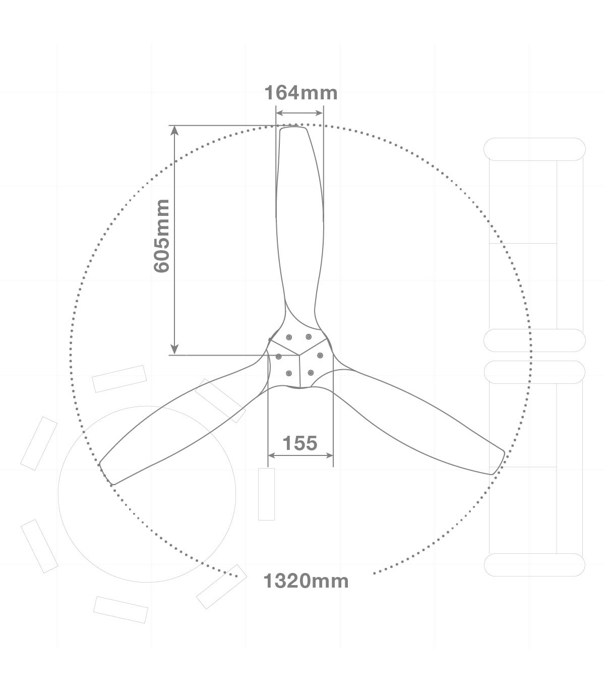 Ventilador Mucari Blanco DC 3 Aspas Blanco Sin Luz 132D